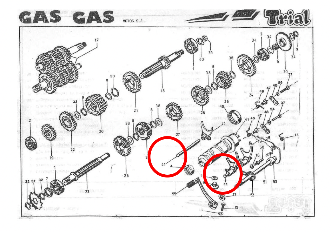 Gas Gas Delta GT JTR JT JTX TXT Pampera ,Selector Fork Axle,  M03638001