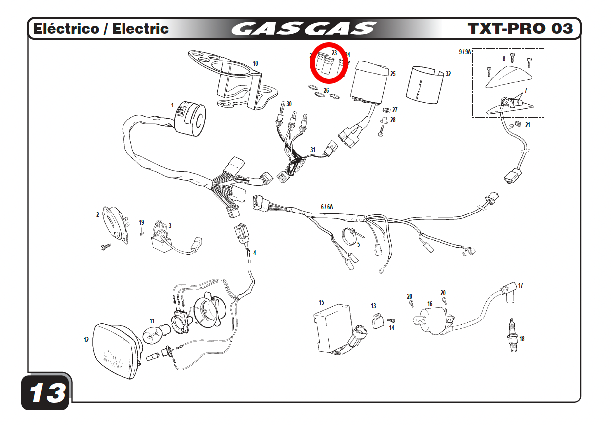 Gas Gas EC FSE TXT Pampera ,Indicator Bulb Cover, NOS BE250134038