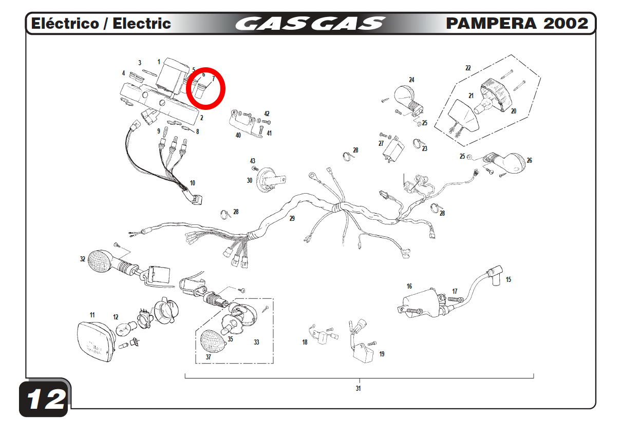 Gas Gas EC FSE TXT Pampera ,Indicator Bulb Cover, NOS BE250134038