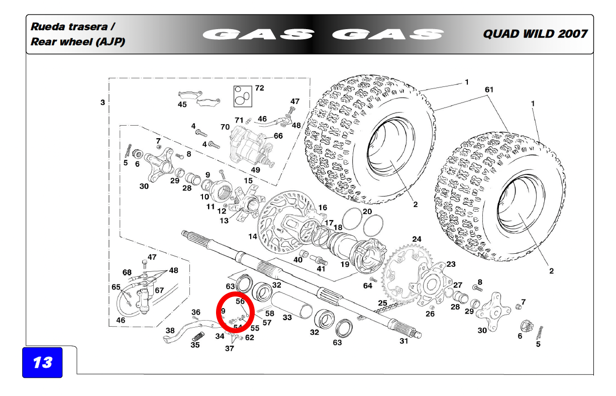 Gas Gas HP Wild Early TT MC65 EC50 Rookie ,Brake Rod Pin, BE25622015