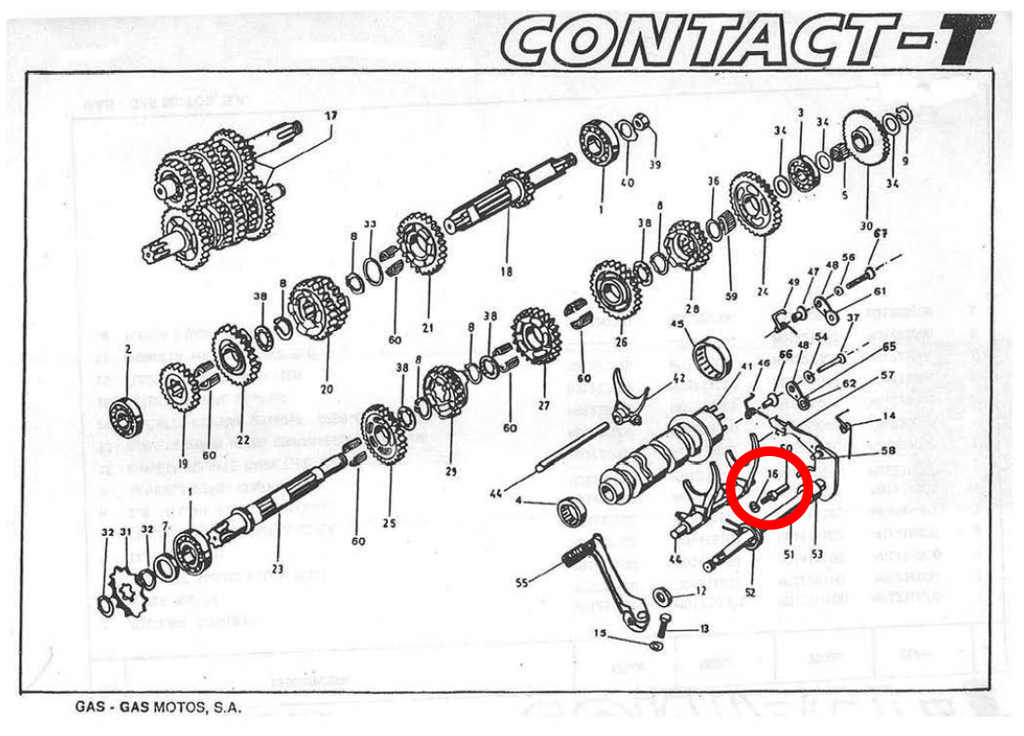 Gas Gas JTR Contact GT ,Gear Selector Pin, NOS M03814001