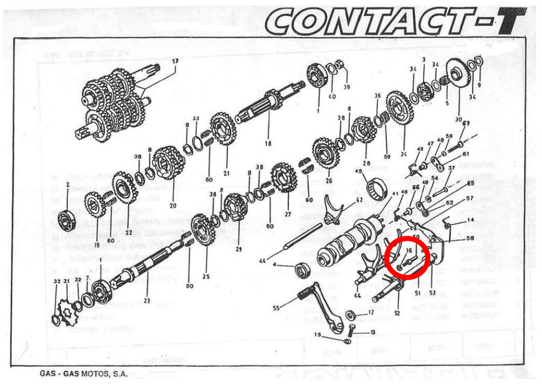 Gas Gas JTR Contact GT ,Gear Selector Pin, NOS M03814001