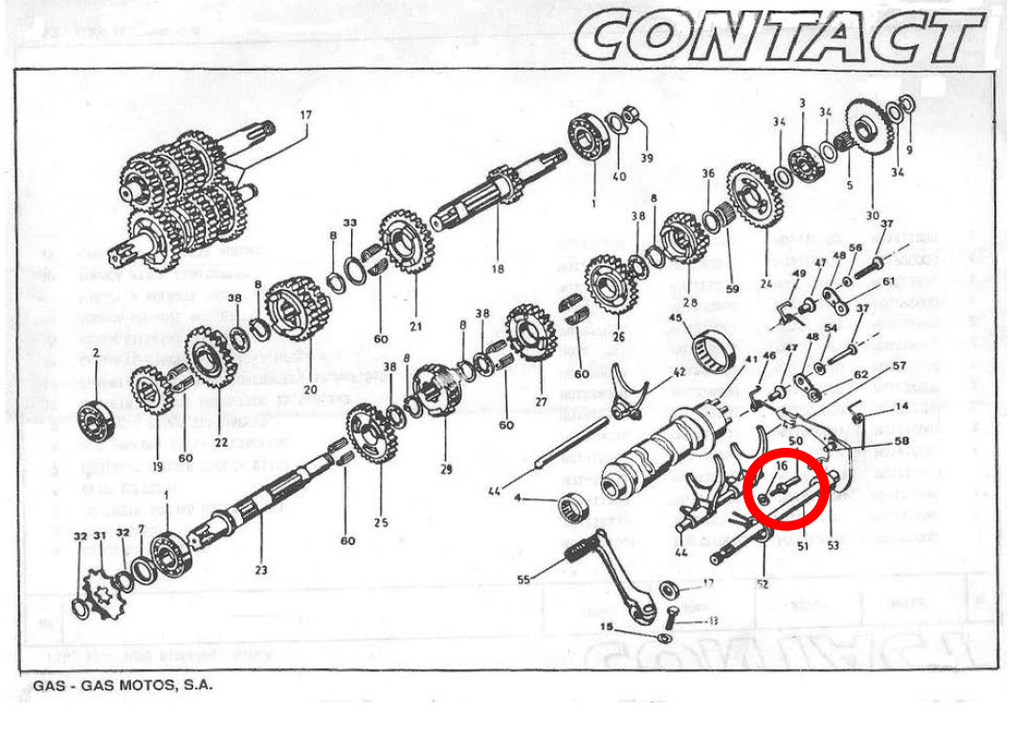 Gas Gas JTR Contact GT ,Gear Selector Pin, NOS M03814001
