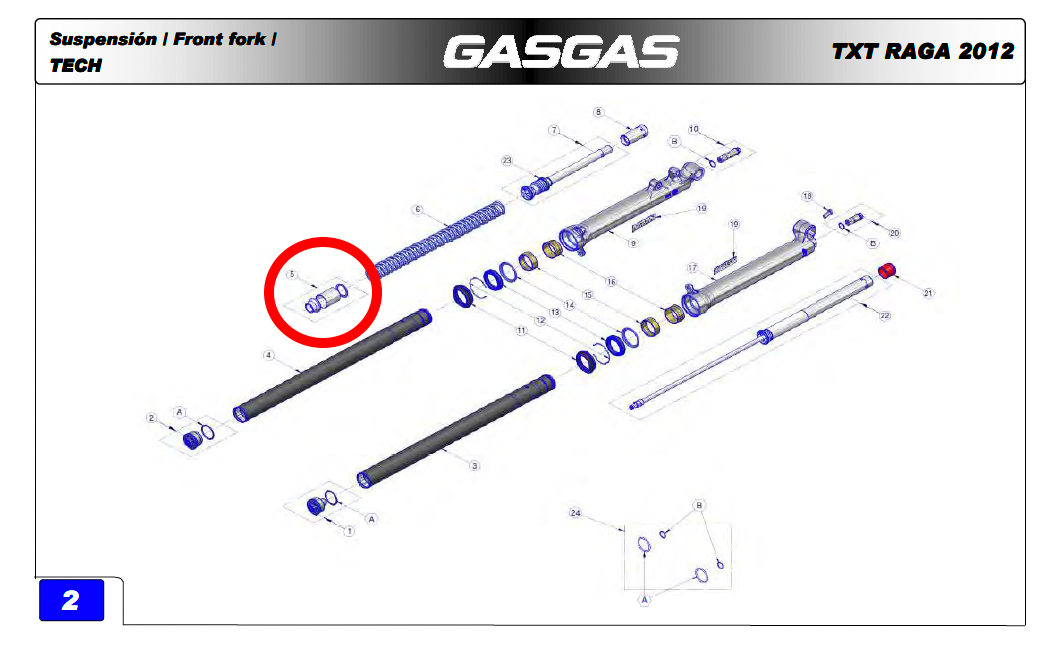 Gas Gas TXT Raga/Racing Front ,Fork Preload Bush, and seal Kit NOS BT201653012