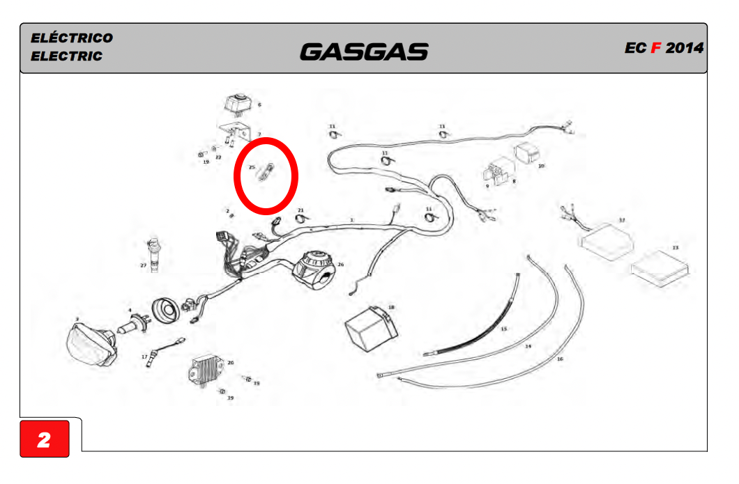 Gas Gas EC 125-250-300 EC450F 4T ,Harness Support Plate, BE22020GG-CAU-1