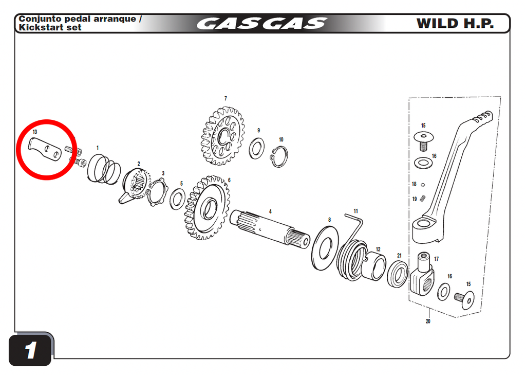 Gas gas kickstart ratchet bracket