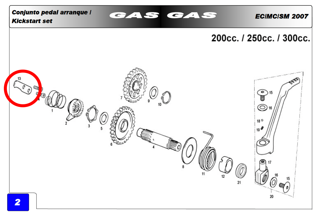 Gas gas kickstart ratchet bracket