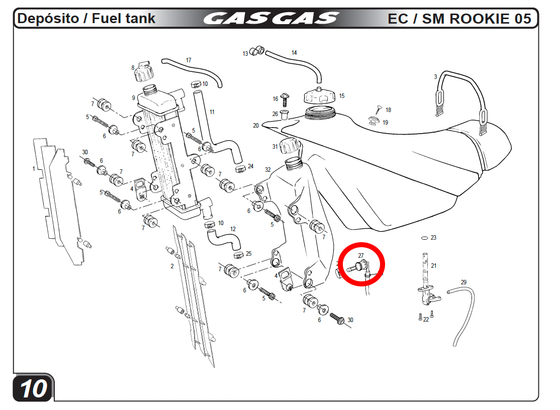 Gas Gas EC Rookie Gas Gas EC-SM 125 ,Oil Exit Filter, BQ050332225