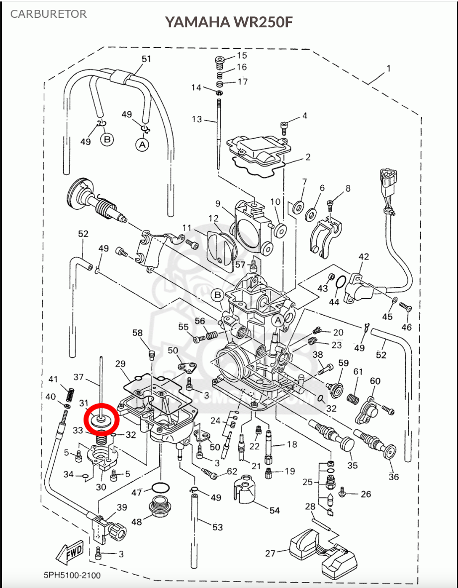 Yamaha WR250F ,Carburator Diaphragm, (DPH#45) 5JG-14940-16