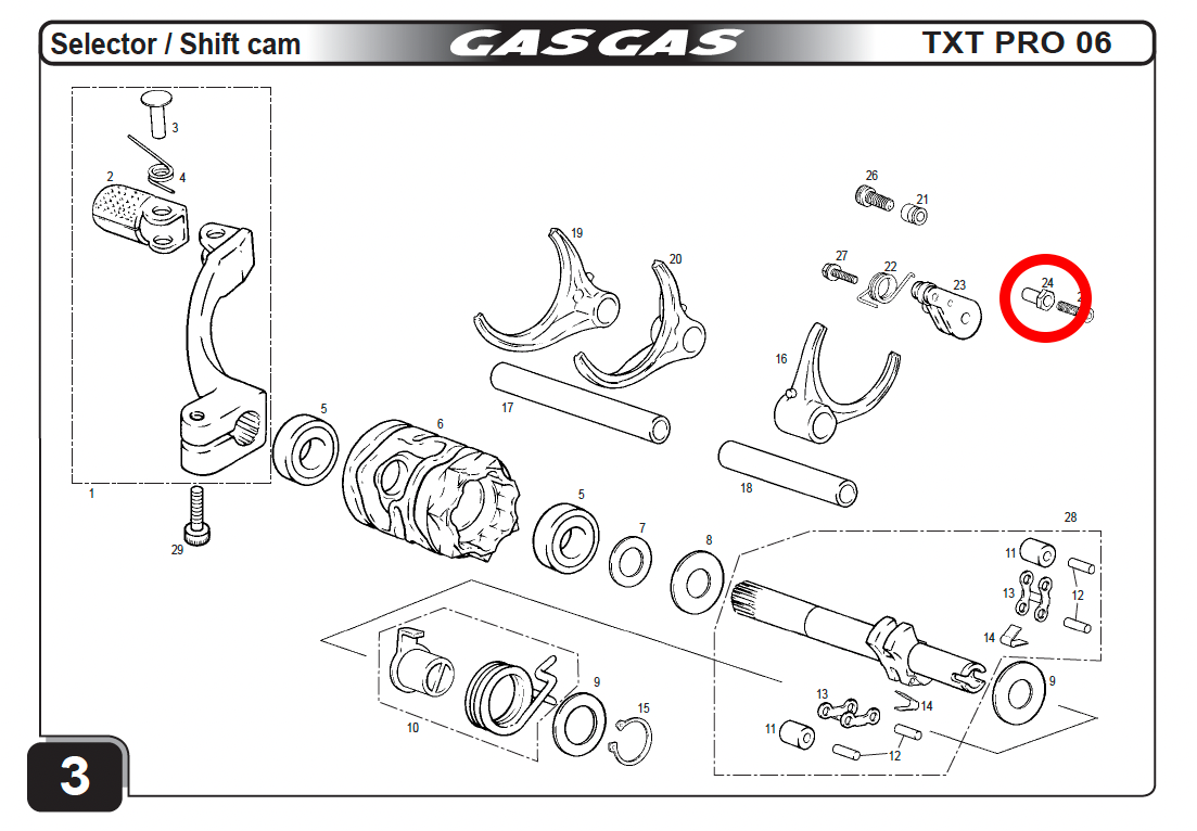 Gas Gas TXT 80-125-200-250-280-300 ,Selector Shaft Spring, Excenter MT280238050