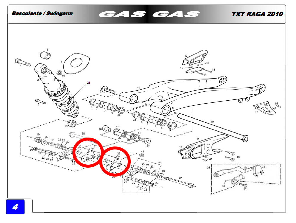 Gas Gas TXT TX Randonne ,Suspension Rocker Arm Set, NOS BT32000RCT3009
