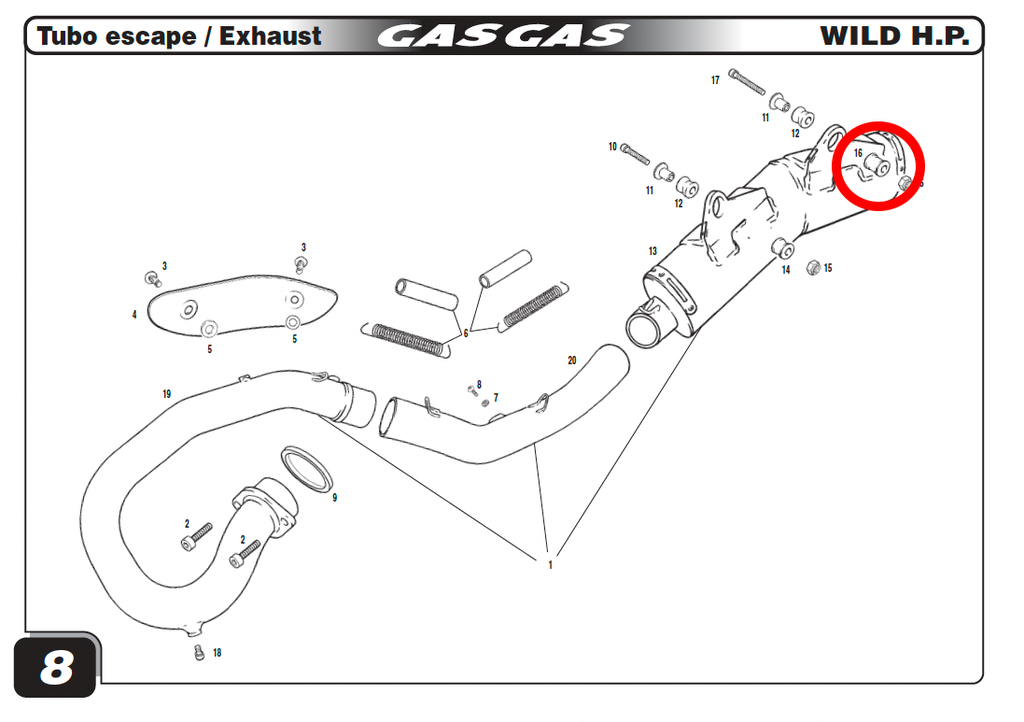 Gas Gas HP Wild 450 ,Silencer Bush, (Long) Genuine NOS BQ450326048