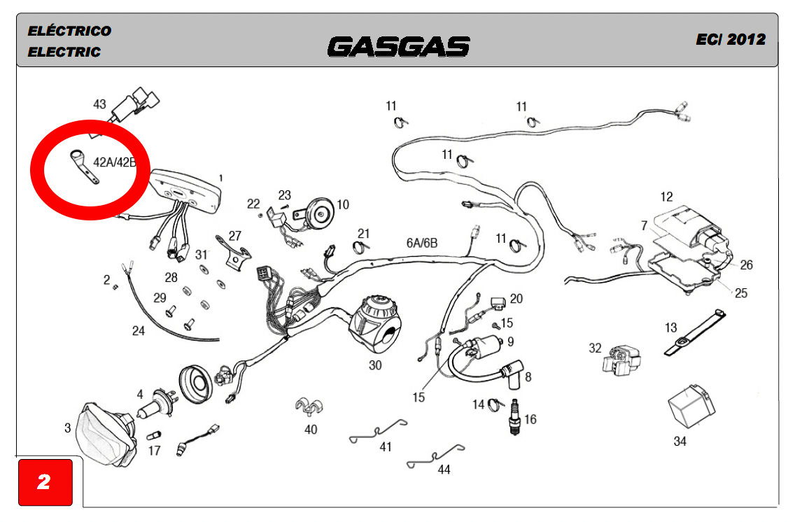 Gas Gas EC Pampera Rookie EH SM ,Ignition Switch Support, BE050634072