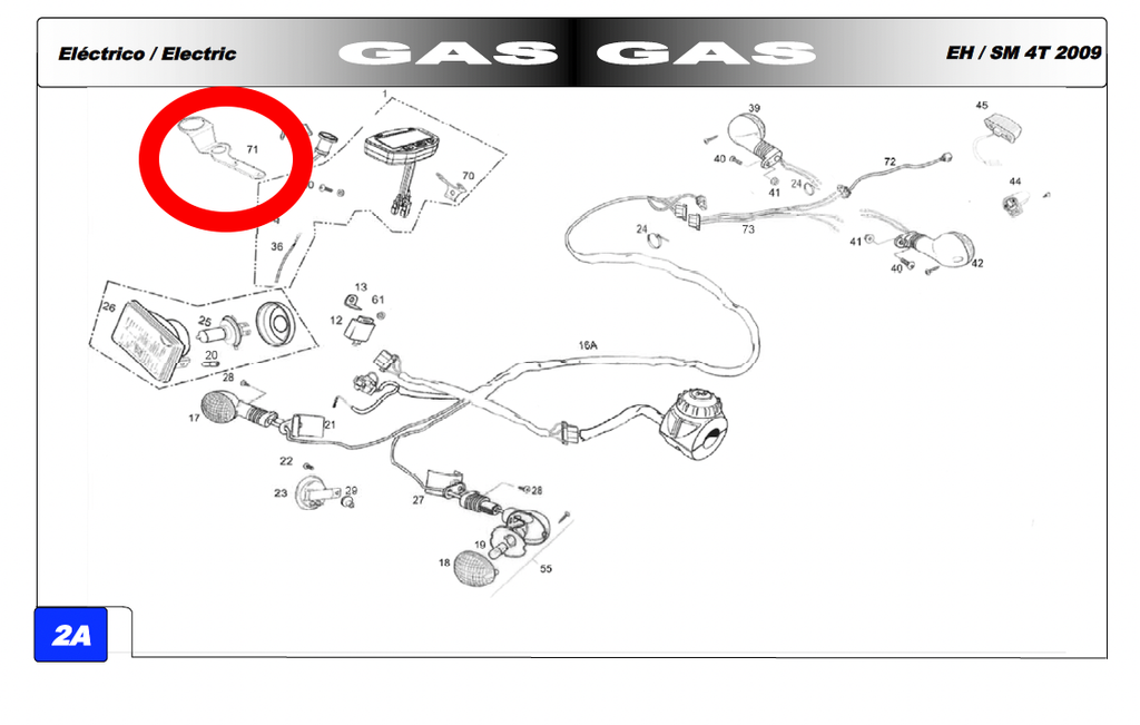 Gas Gas EC Pampera Rookie EH SM ,Ignition Switch Support, BE050634072