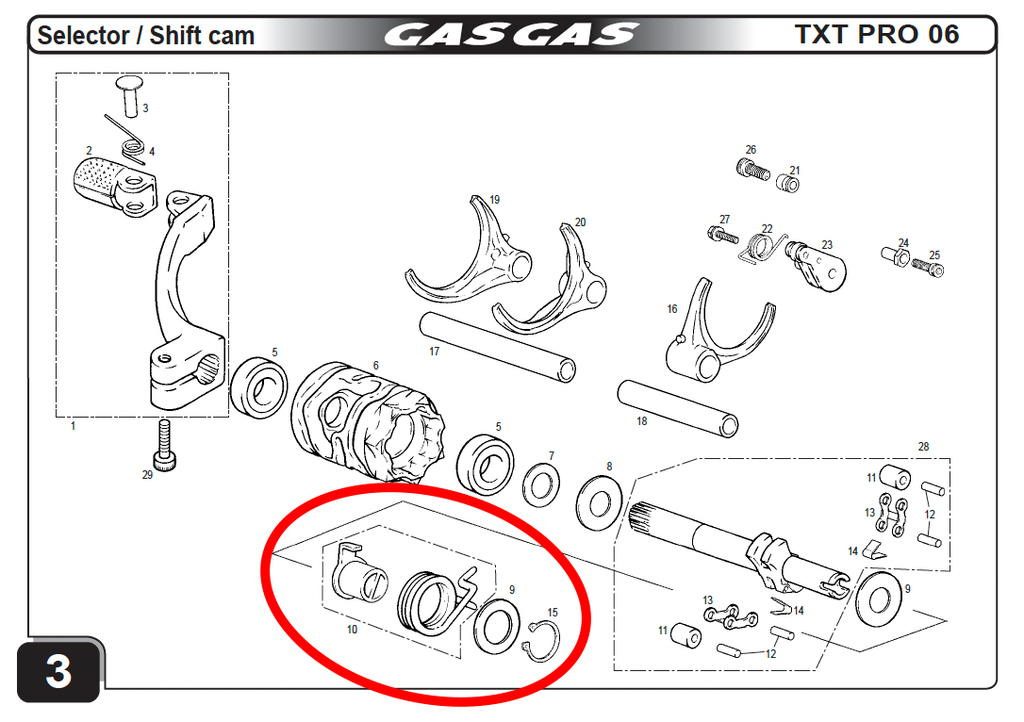 Gas Gas TXT ,Gearbox Selector Spring, Assembly NOS MT280238037CT