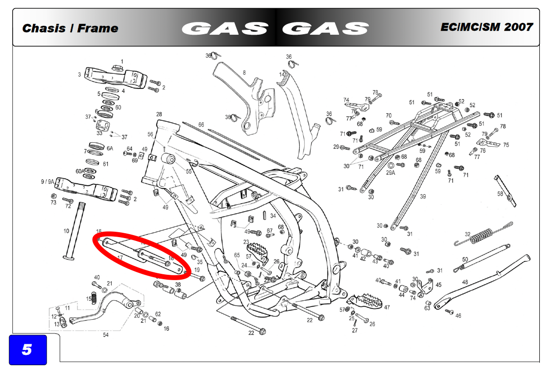 Gas Gas EC 125-200-250-300 & Cami ,Cylinder Head Brace, Genuine NOS BE200510050
