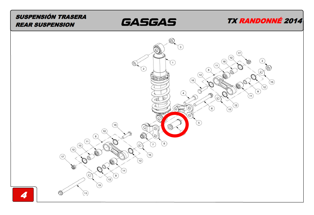 Gas Gas TXT TX Randonne Rookie ,Rocker Arm Suspension Spacer, NOS BT27914016