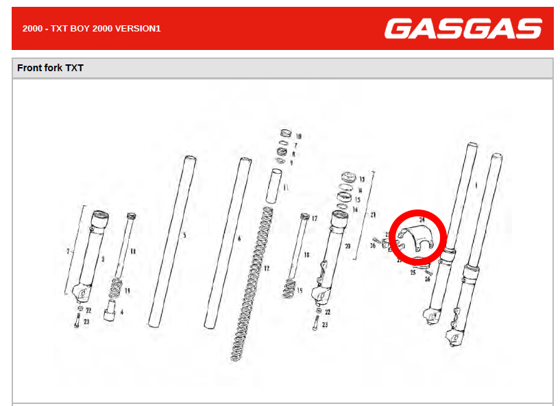 Gas Gas TXT Boy 50cc Fork Brace and ,Mudguard Support, NOS BIT50010055/2