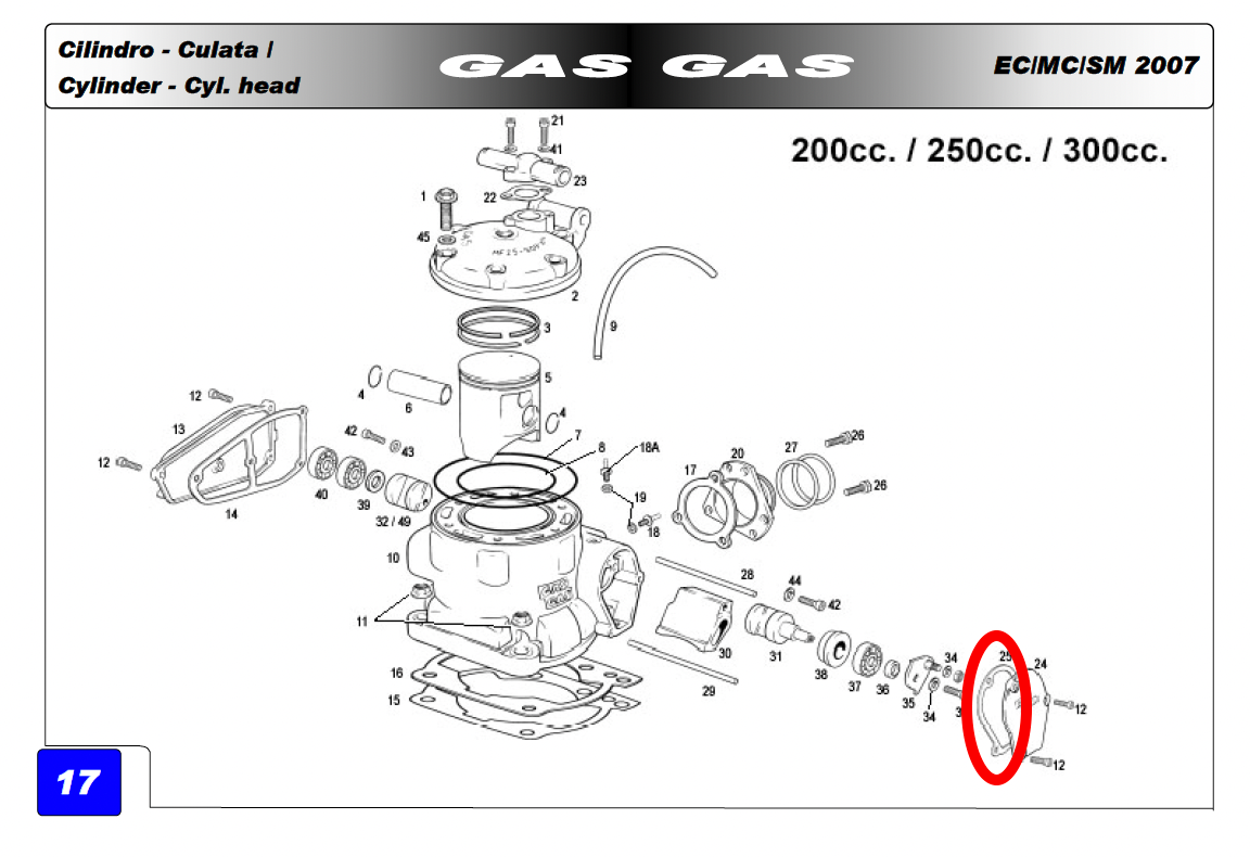 Gas Gas EC HP Wild Right ,Valve Cover Gasket, Genuine NOS ME25644007