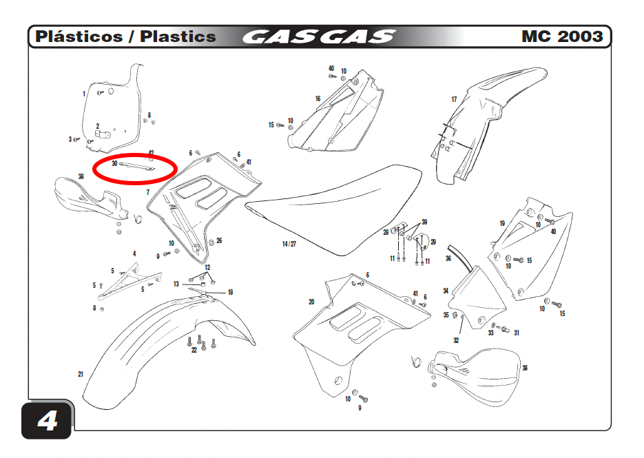 Gas Gas MC 125-250 MX, 2003-2010  Front Number Board Support Bar, NOS, BC250220032 available at Moto-Classic from 16.95