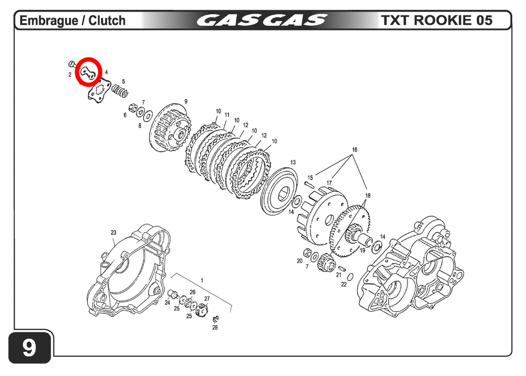 Gas Gas TXT EC SM Rookie 50cc ,Clutch Spring Retaining Plate, Tab Washer  Y00.237082