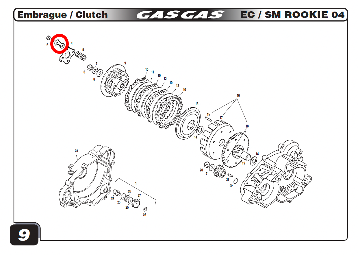 Gas Gas TXT EC SM Rookie 50cc ,Clutch Spring Retaining Plate, Tab Washer  Y00.237082