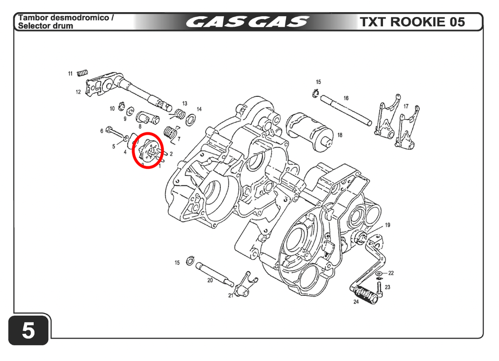 Gas Gas TXT EC SM 50cc Rookie ,Gear Stopper Plate, Genuine Morini Y00.135048