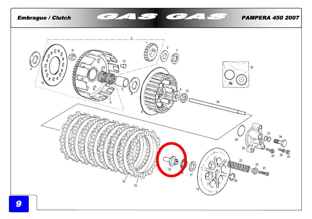 Gas Gas EC HP Wild FSE ,Pampera Clutch Pin, Genuine NOS ME25632014