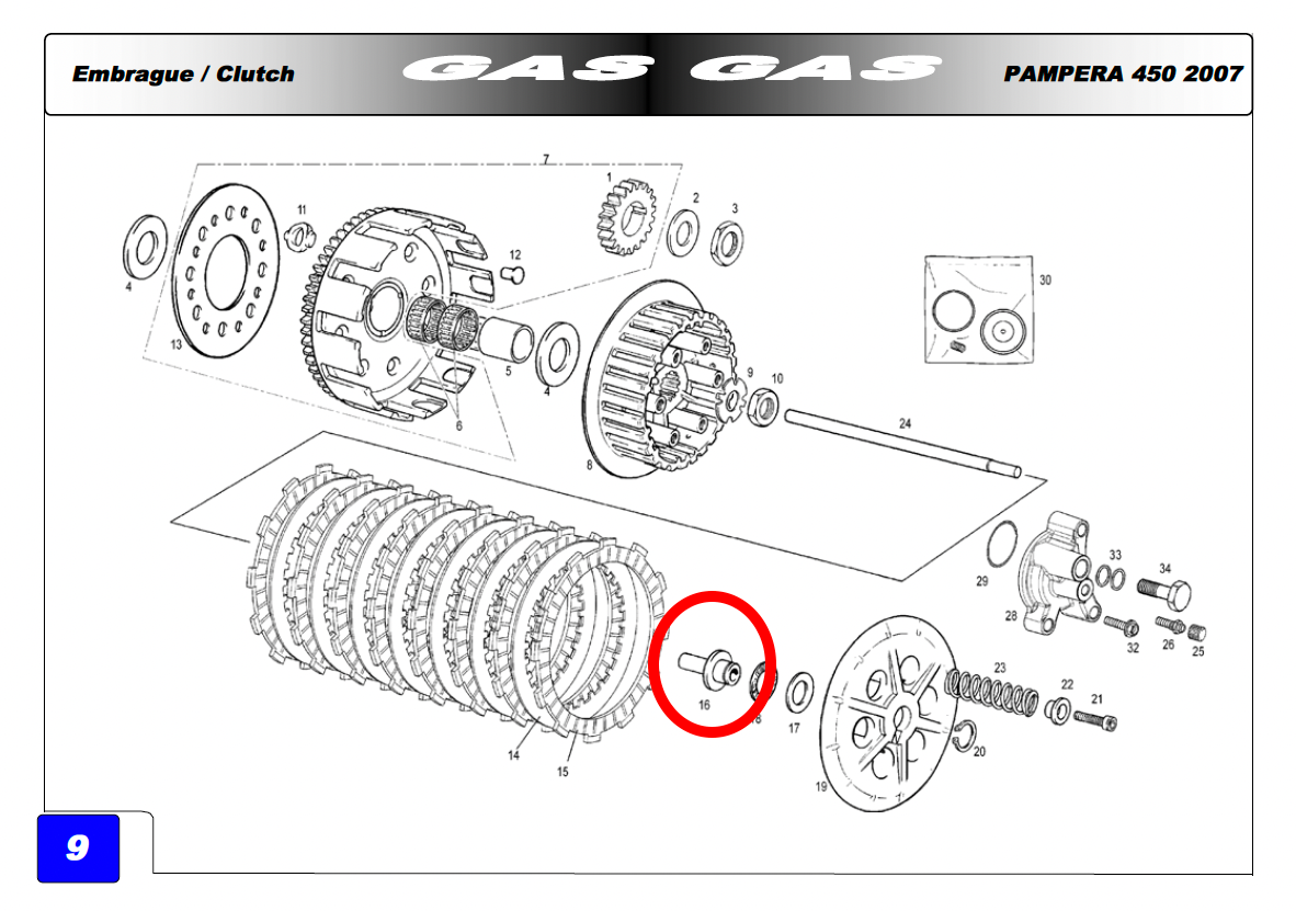 Gas Gas EC HP Wild FSE ,Pampera Clutch Pin, Genuine NOS ME25632014