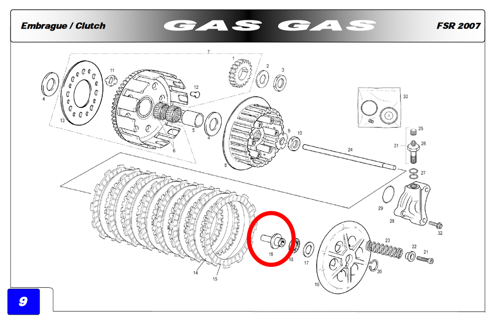 Gas Gas EC HP Wild FSE ,Pampera Clutch Pin, Genuine NOS ME25632014