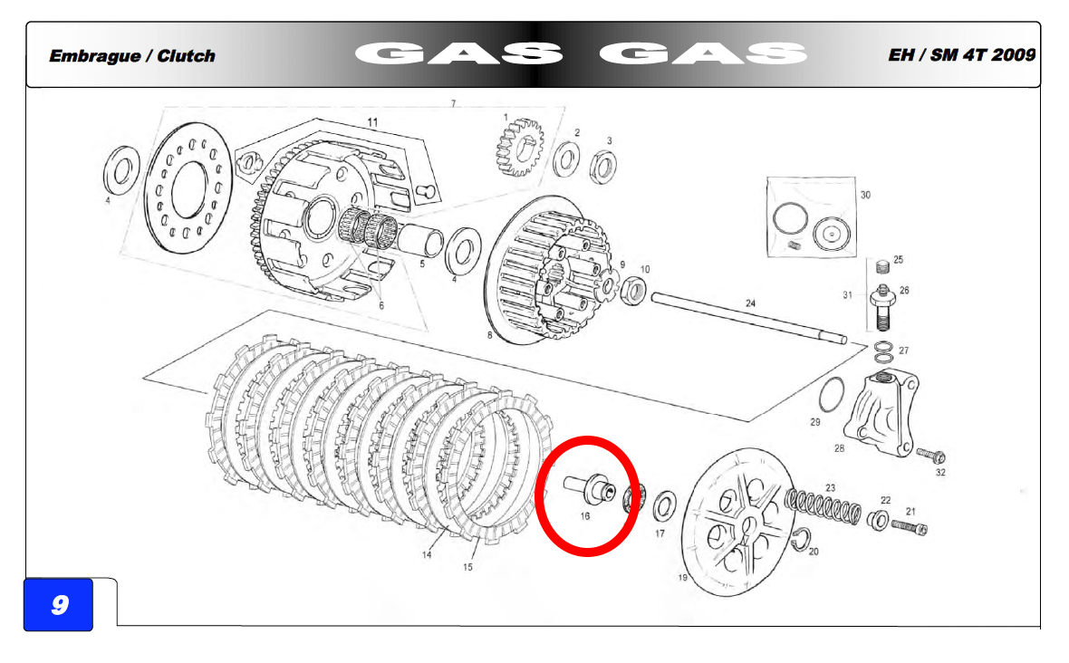 Gas Gas EC HP Wild FSE ,Pampera Clutch Pin, Genuine NOS ME25632014