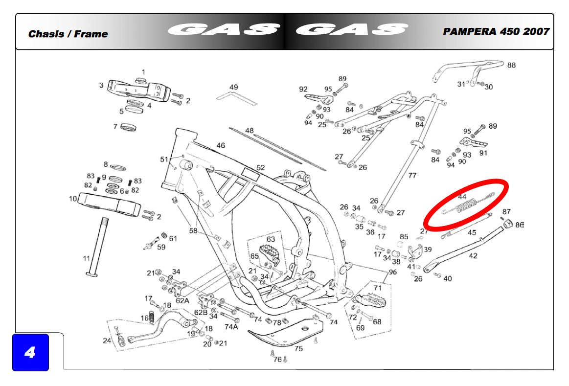 Gas Gas EC MC SM EH FSE FSR Pampera ,Side Stand Spring, BE250510039