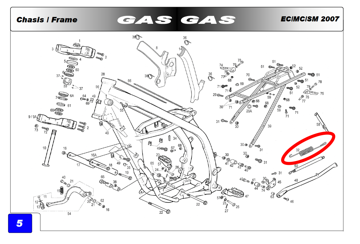 Gas Gas EC MC SM EH FSE FSR Pampera ,Side Stand Spring, BE250510039