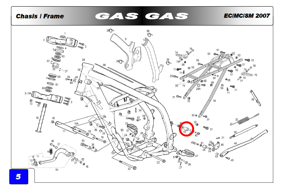 Gas Gas EC FSE Pampera MC65 Red Upper ,Chain Guide Roller, BE25610014