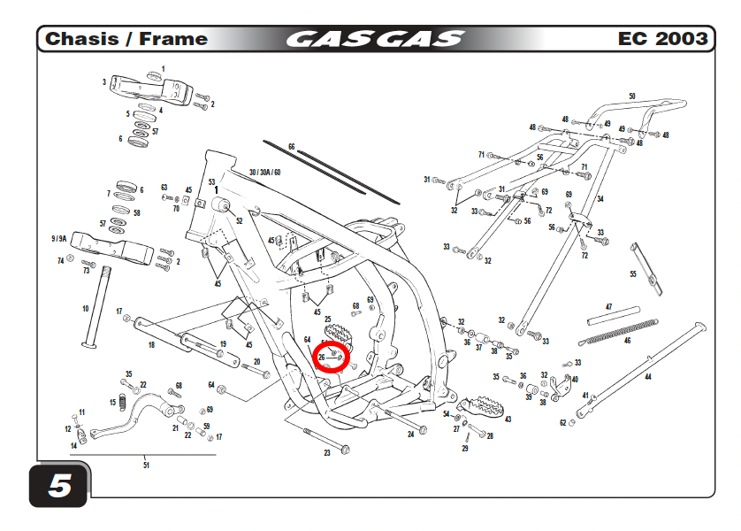 Gas Gas EC TT FSE Pampera MC65 Right ,Footrest Spring, Genuine NOS BE25610037