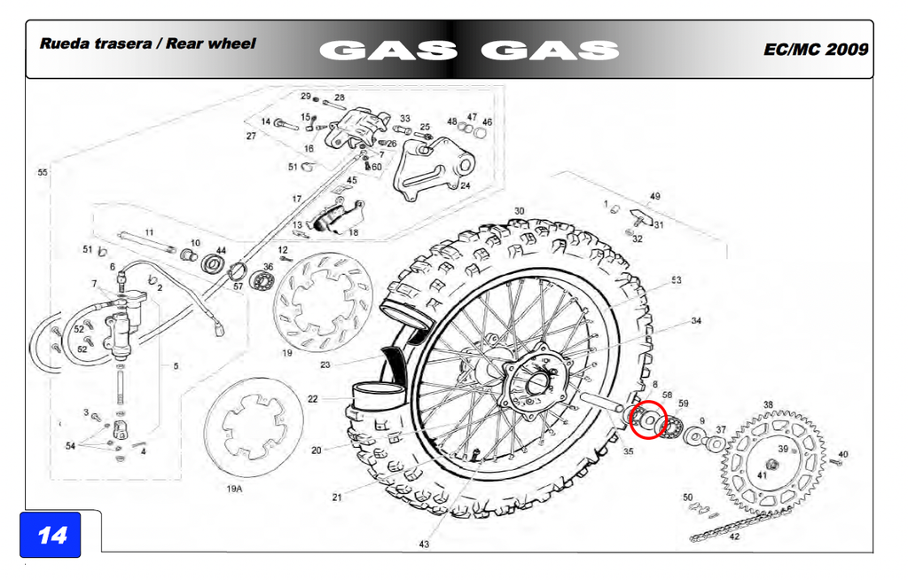 Gas Gas EC SM MC FSE FSR Pampera ,Interior Hub Washer, BE250318056