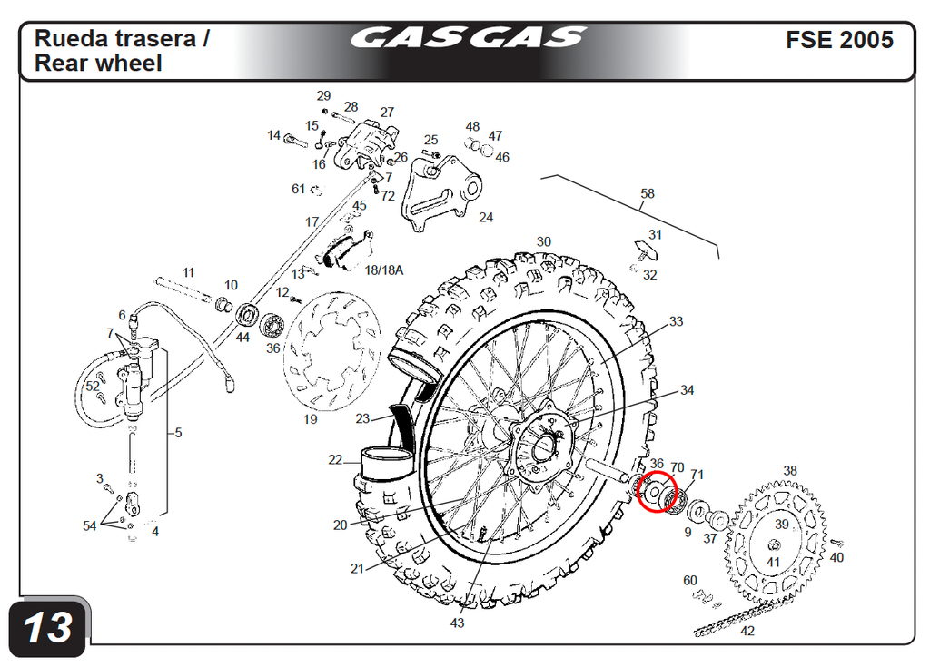Gas Gas EC SM MC FSE FSR Pampera ,Interior Hub Washer, BE250318056
