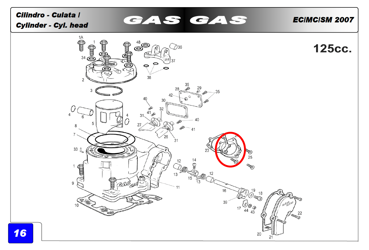 Gas Gas EC125 2002-2011 ,Exhaust Manifold, Genuine NOS ME120316019