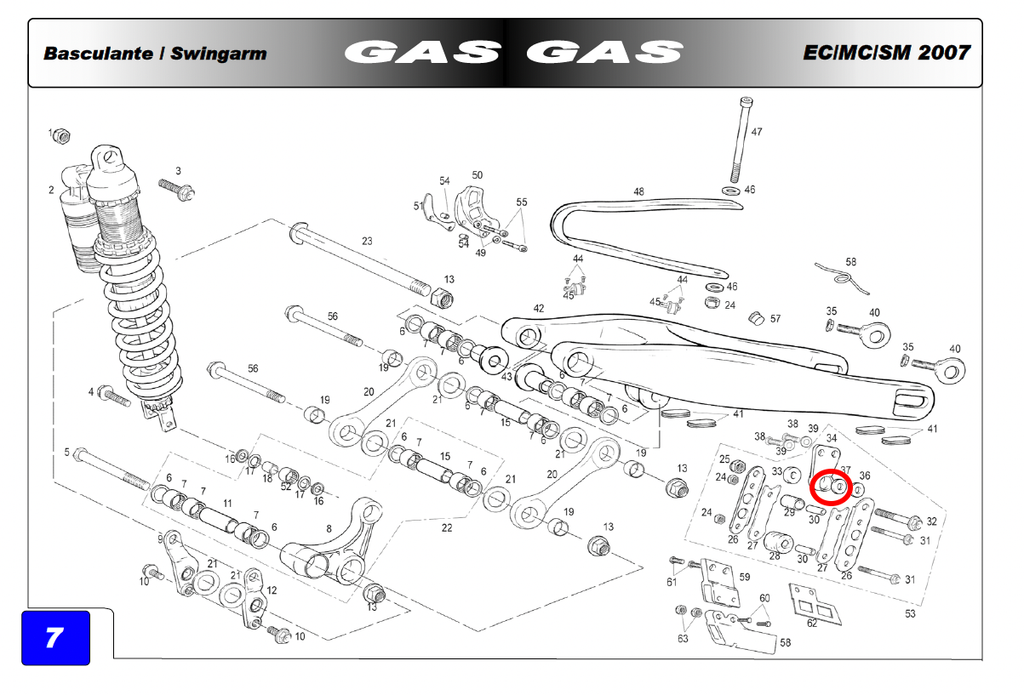 Gas Gas EC FSR FSE Pampera ,Chain Guide Support, Genuine NOS BE25612019