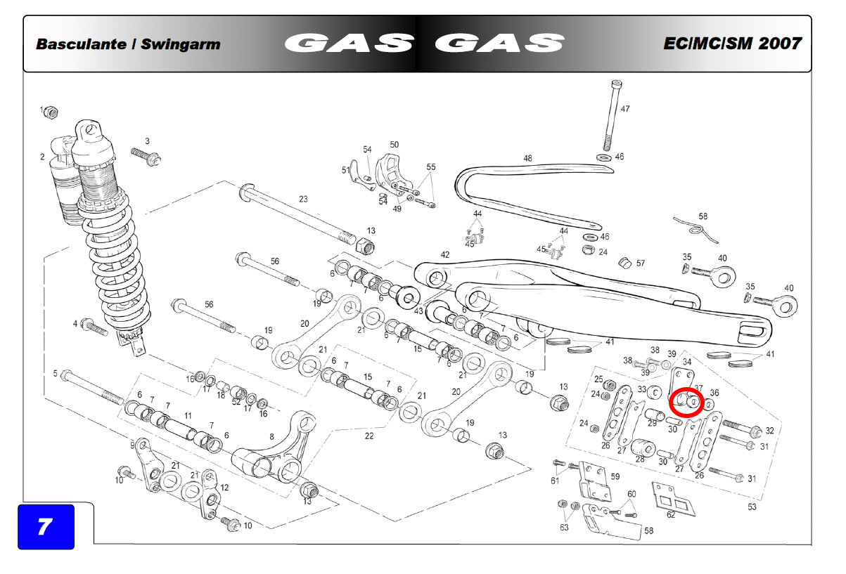 Gas Gas EC FSR FSE Pampera ,Chain Guide Support, Genuine NOS BE25612019
