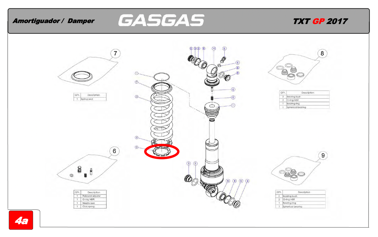 Gas Gas EC TXT Reiger ,Rear Shock Adjusting Nut, Genuine NOS 320.5.15.03