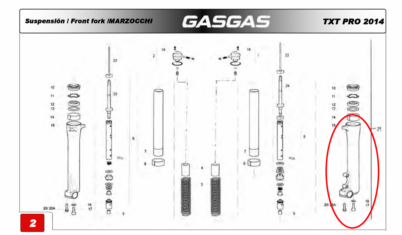 Gas Gas TXT Left Side Marzocchi Outer ,Fork Tube Casing,  NOS BT20000083011