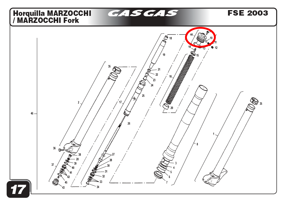 Gas Gas EC FSE Marzocchi ,Fork Top Regulator, Genuine NOS BE250114105