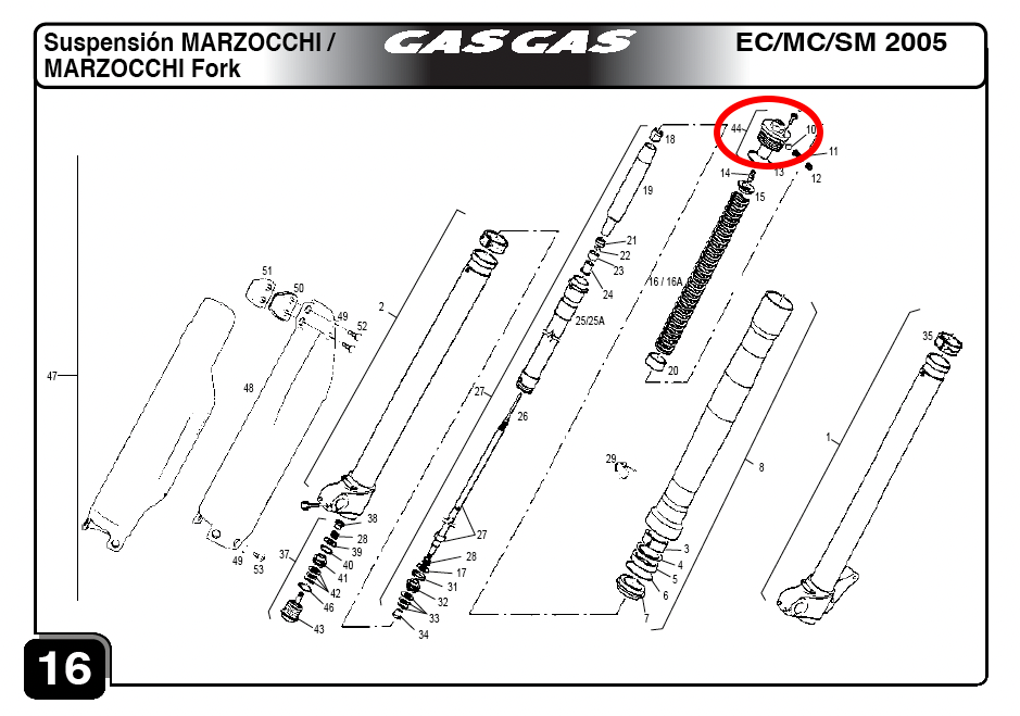Gas Gas EC FSE Marzocchi ,Fork Top Regulator, Genuine NOS BE250114105
