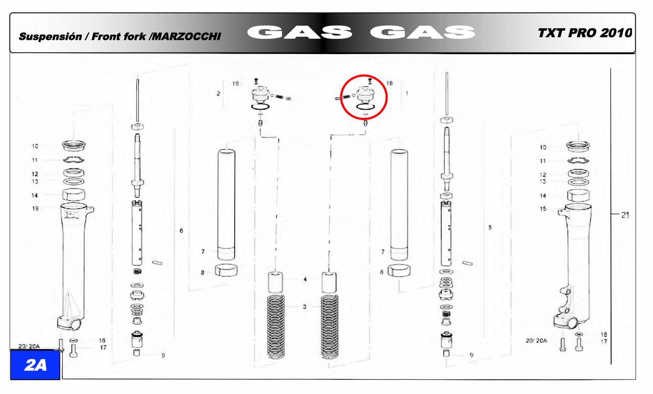 Gas Gas TXT 2003-2010 Marzocchi Compression ,Top Fork Nut, BT280614105