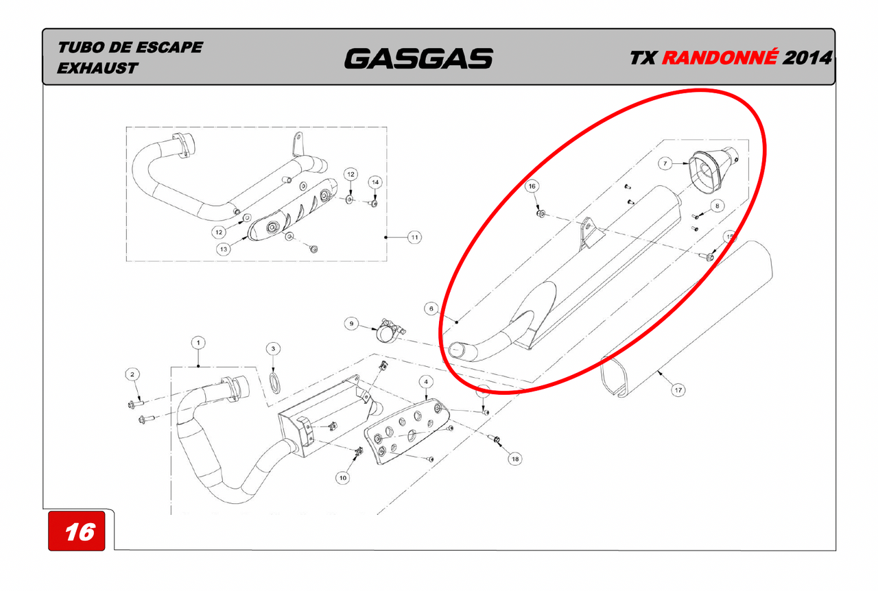 Gas Gas Randonne TX125-200 ,Rear Silencer, Genuine NOS BPS870001211