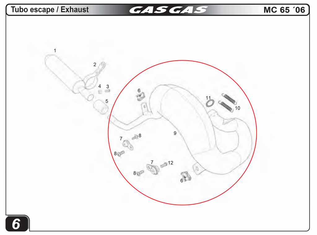 Gas Gas MC65 ,Main Exhaust, Genuine NOS BIC060526001