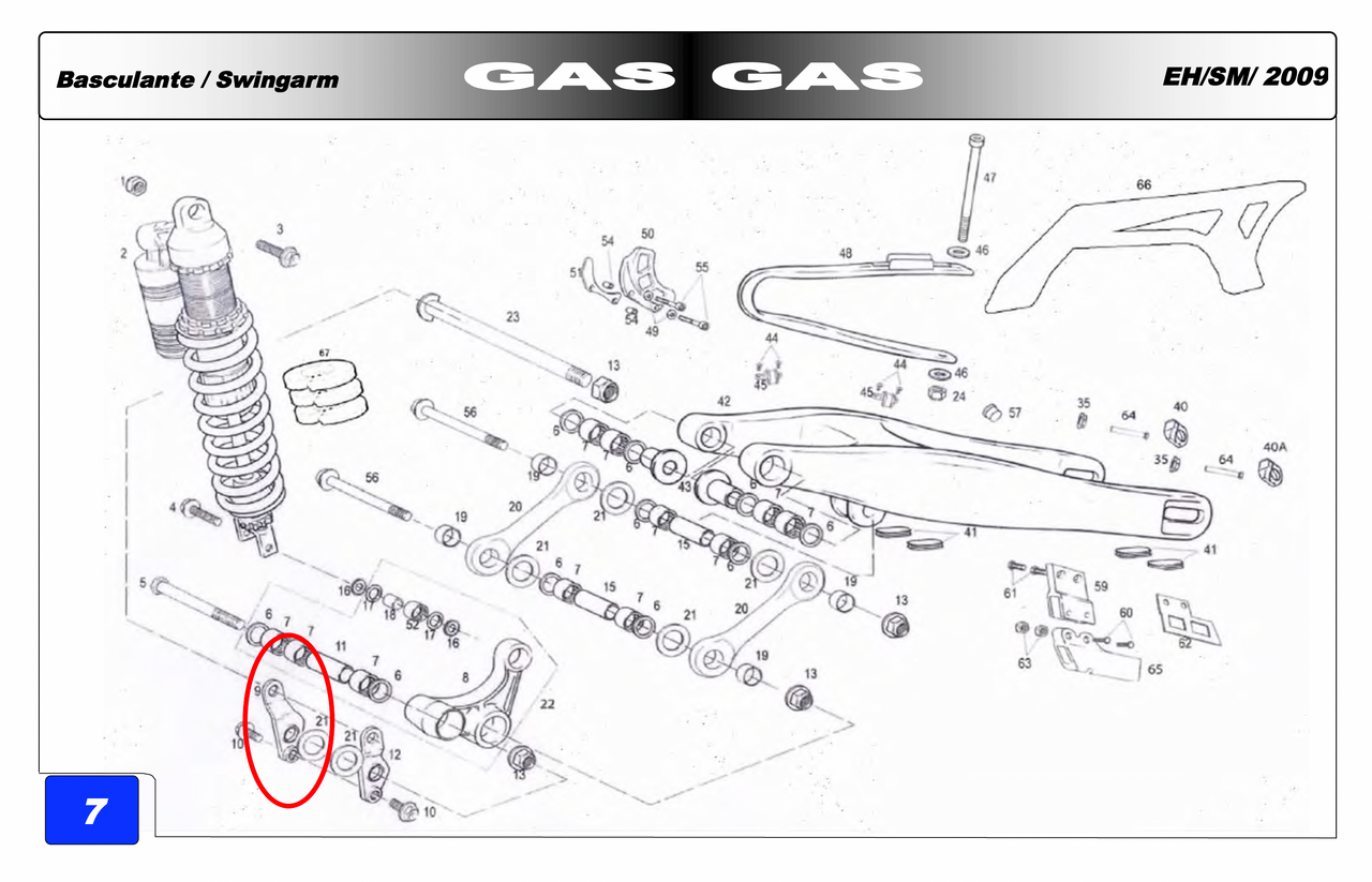 Gas Gas EC FSE Pampera Right ,Suspension Link Support, Genuine NOS BE250314006