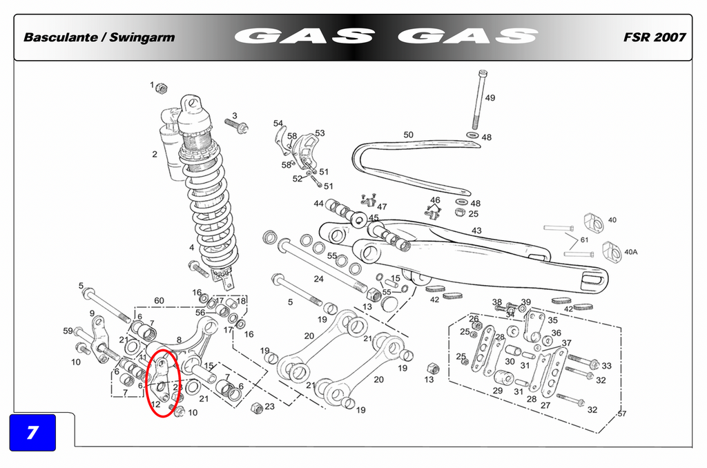 Gas Gas EC FSE Pampera Left ,Suspension Link Support, Genuine NOS BE250314007