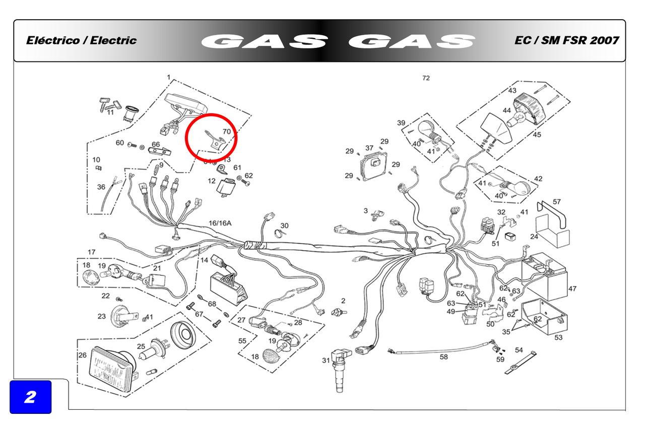 Gas Gas EC FSE FSR Pampera ,speedo support bracket, BFS450634045